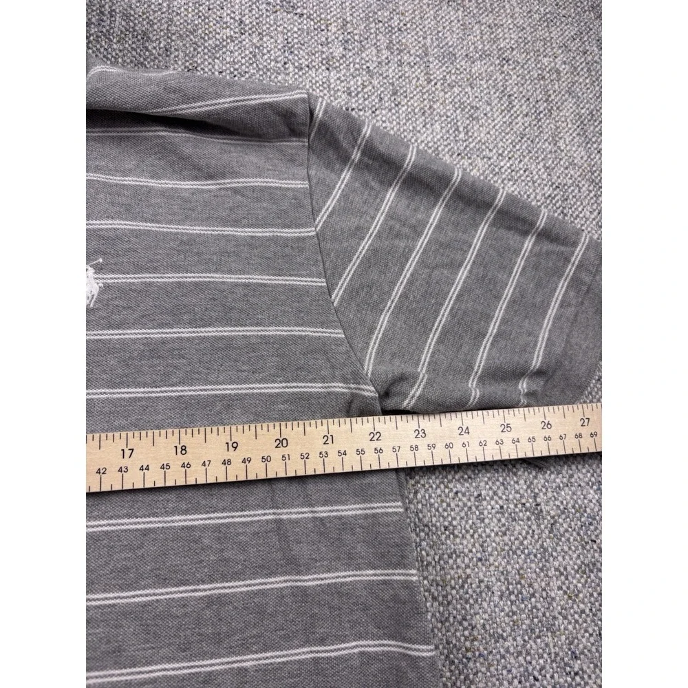 Polo by Ralph Lauren Shirt Mens XL Gray White Striped Soft Cotton Pony Polo